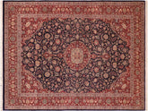 handmade Traditional Kazveen Blue Red Hand Knotted RECTANGLE WOOL&SILK area rug 10x14