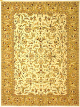 handmade Traditional Ivory Gold Hand Knotted RECTANGLE 100% WOOL area rug 10x14