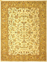 handmade Traditional Ivory Gold Hand Knotted RECTANGLE 100% WOOL area rug 10x14