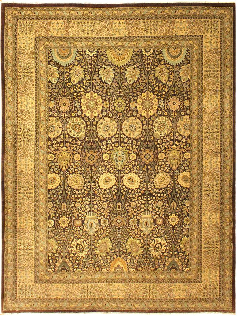 handmade Traditional Veg Dye Brown Tan Hand Knotted RECTANGLE 100% WOOL area rug 10x14