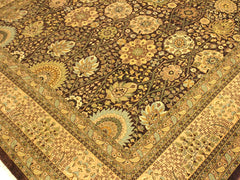 handmade Traditional Veg Dye Brown Tan Hand Knotted RECTANGLE 100% WOOL area rug 10x14