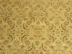 handmade Traditional Lahore Tan Lt. Green Hand Knotted RECTANGLE 100% WOOL area rug 10x14