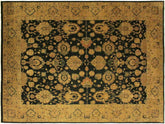 handmade Traditional Agra Drk.green Dark Gold Hand Knotted RECTANGLE 100% WOOL area rug 10x14