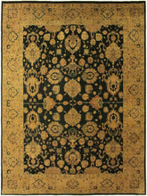 handmade Traditional Agra Drk.green Dark Gold Hand Knotted RECTANGLE 100% WOOL area rug 10x14