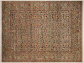 handmade Traditional Rosheen Taupe Pink Hand Knotted RECTANGLE 100% WOOL area rug 9x13