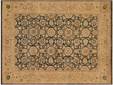 handmade Traditional Agra Tabriz Blue Tan Hand Knotted RECTANGLE 100% WOOL area rug 9x12