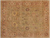 handmade Traditional Anmol Agra Taupe Beige Hand Knotted RECTANGLE 100% WOOL area rug 9x13