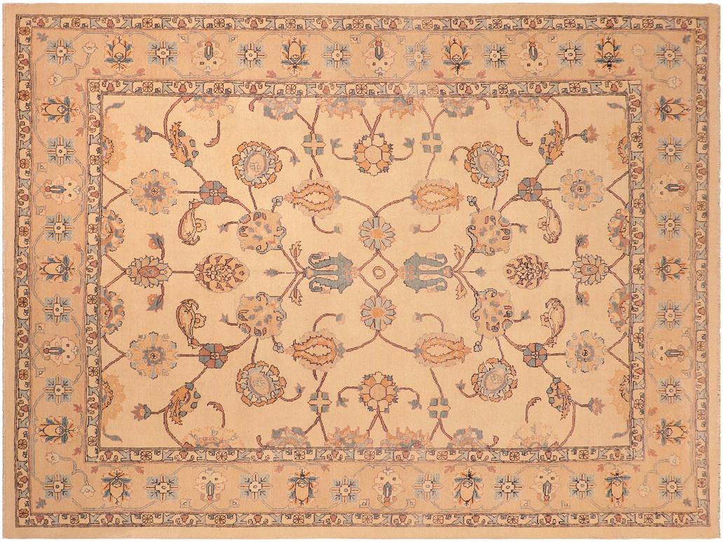 handmade Transitional Antique Beige Blue Hand Knotted RECTANGLE 100% WOOL area rug 8x10