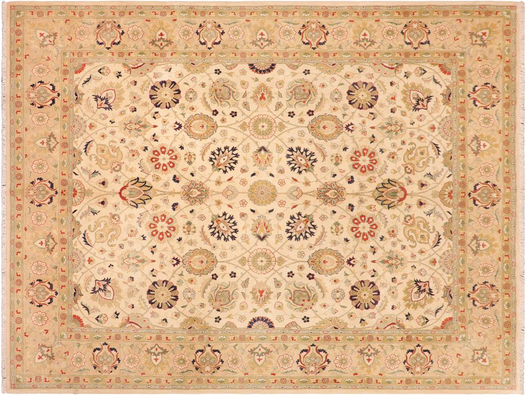 handmade Transitional Kashan Beige Tan Hand Knotted RECTANGLE 100% WOOL area rug 8x10