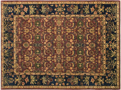 handmade Traditional Lahore Aubergine Blue Hand Knotted RECTANGLE 100% WOOL area rug 9x12
