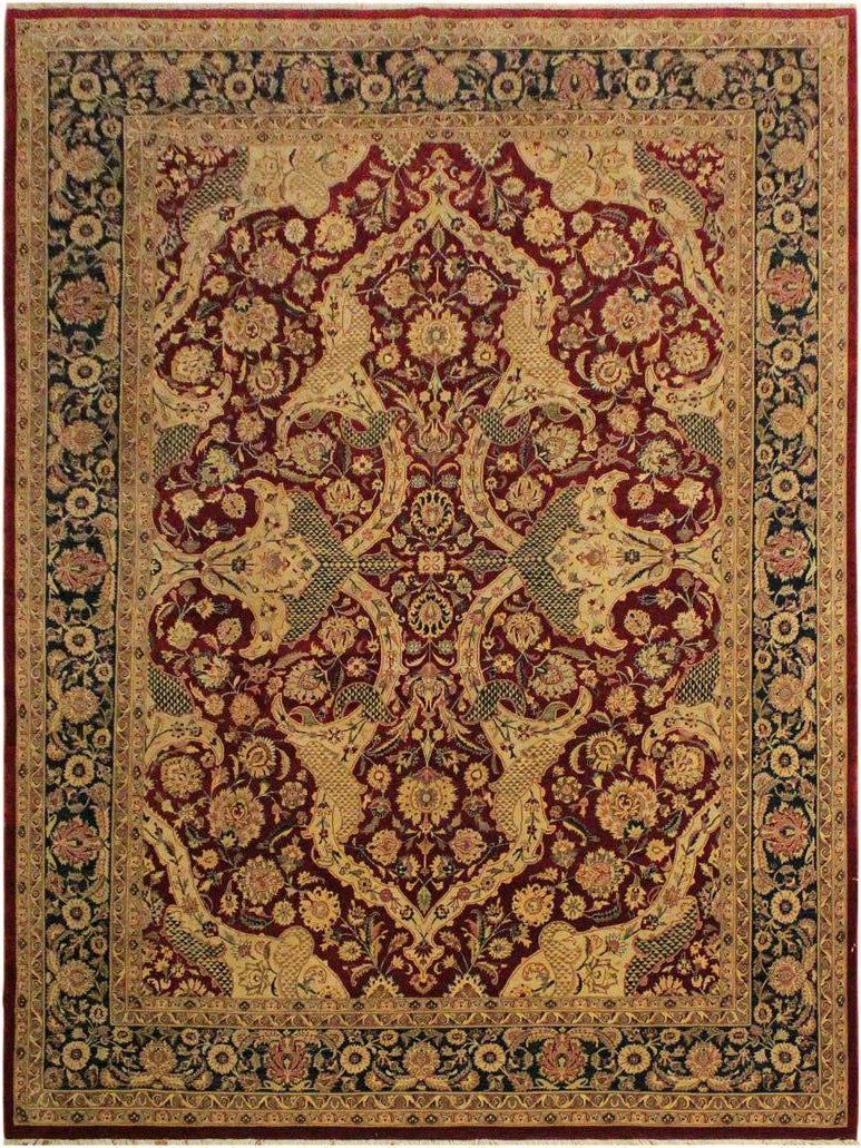 handmade Traditional Agra Red Blue Hand Knotted RECTANGLE 100% WOOL area rug 9x12