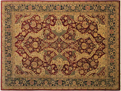 handmade Traditional Agra Red Blue Hand Knotted RECTANGLE 100% WOOL area rug 9x12