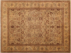 handmade Traditional Tan Lt. Tan Hand Knotted RECTANGLE 100% WOOL area rug 9x12