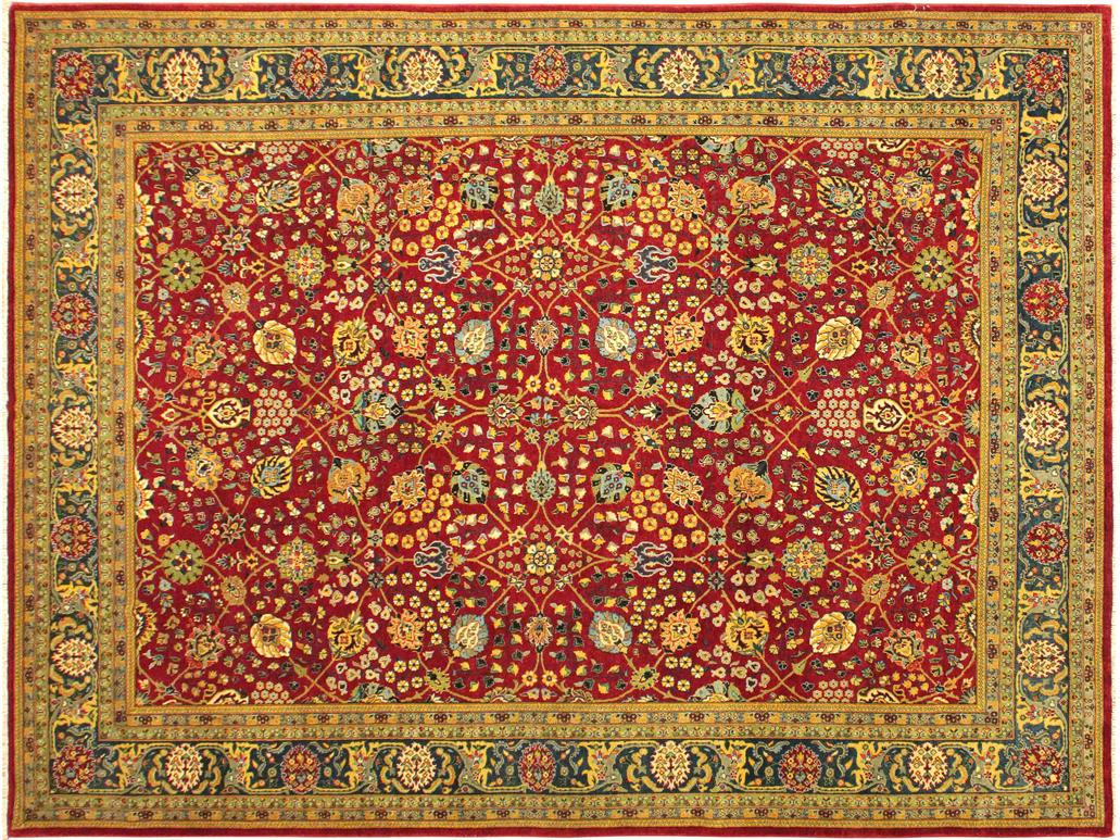 handmade Traditional Design Red Teal Hand Knotted RECTANGLE 100% WOOL area rug 9x12