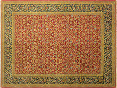 handmade Traditional Design Red Teal Hand Knotted RECTANGLE 100% WOOL area rug 9x12