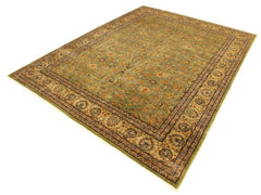 handmade Traditional Lt. Green Gold Hand Knotted RECTANGLE 100% WOOL area rug 9x12