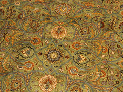 handmade Traditional Lt. Green Gold Hand Knotted RECTANGLE 100% WOOL area rug 9x12