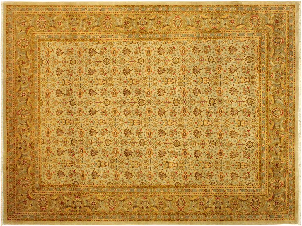 handmade Traditional Design Lt. Gray Gold Hand Knotted RECTANGLE 100% WOOL area rug 9x12