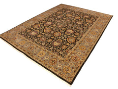 handmade Traditional Lahore Brown Lt. Gray Hand Knotted RECTANGLE 100% WOOL area rug 9x12