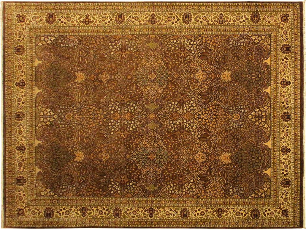 handmade Traditional Design Brown Lt. Tan Hand Knotted RECTANGLE 100% WOOL area rug 9x12