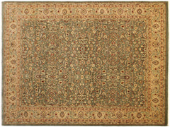 handmade Traditional Veg Dye Green Tan Hand Knotted RECTANGLE 100% WOOL area rug 9x12