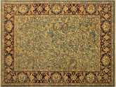 handmade Traditional Lahore Blue Aubergine Hand Knotted RECTANGLE 100% WOOL area rug 9x12