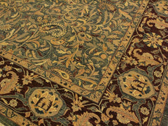 handmade Traditional Lahore Blue Aubergine Hand Knotted RECTANGLE 100% WOOL area rug 9x12