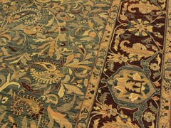 handmade Traditional Lahore Blue Aubergine Hand Knotted RECTANGLE 100% WOOL area rug 9x12