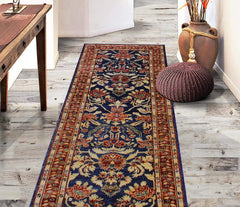 handmade Traditional Kafkaz Blue Rust Hand Knotted RUNNER 100% WOOL area rug 3 x 13