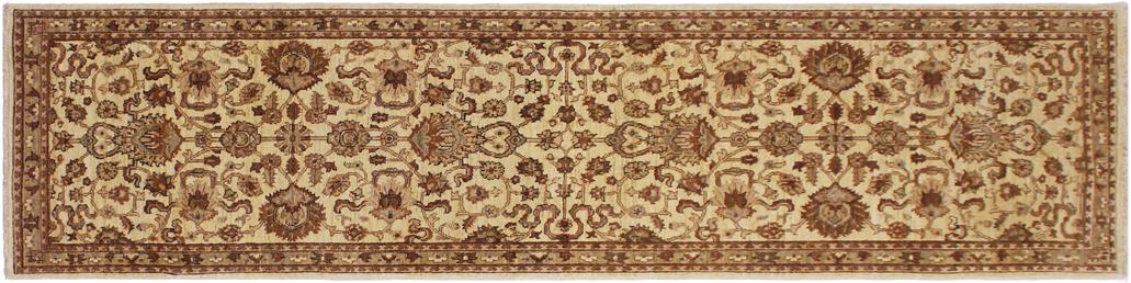 handmade Traditional Kafkaz Ivory Brown Hand Knotted RUNNER 100% WOOL area rug 3 x 10