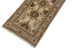 handmade Traditional Kafkaz Beige Brown Hand Knotted RUNNER 100% WOOL area rug 3 x 10
