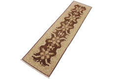 handmade Traditional Kafkaz Brown Tan Hand Knotted RUNNER 100% WOOL area rug 3 x 10