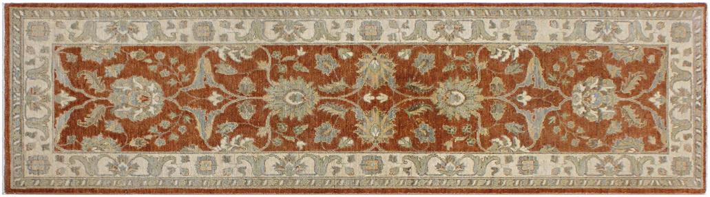 handmade Traditional Kafkaz Rust Ivory Hand Knotted RUNNER 100% WOOL area rug 3 x 9