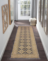 handmade Traditional Kafkaz Blue Beige Hand Knotted RUNNER 100% WOOL area rug 3 x 8