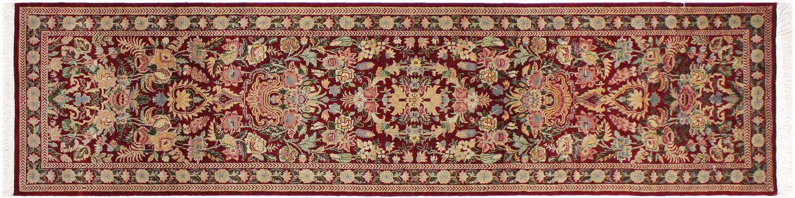 handmade Traditional William Red Lt. Gold Hand Knotted RUNNER 100% WOOL area rug 3x10