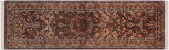 handmade Traditional Gulab Brown Blue Hand Knotted RUNNER 100% WOOL area rug 3x8