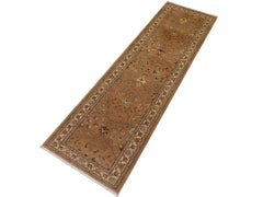 handmade Transitional Kashan Gold Ivory Hand Knotted RUNNER 100% WOOL area rug 3x10