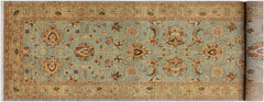 handmade Traditional Kafkaz Blue Green Hand Knotted RUNNER 100% WOOL area rug 4 x 12