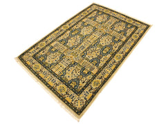 handmade Traditional Design Ivory Teal Hand Knotted RECTANGLE 100% WOOL area rug 4x6