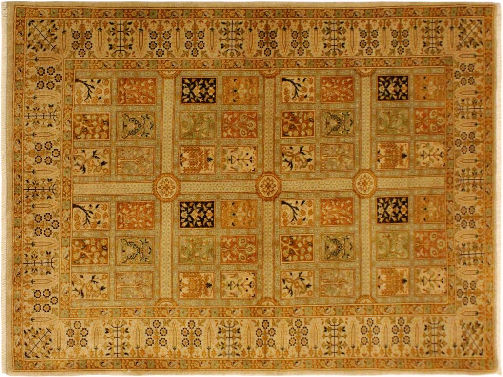 handmade Traditional Design Tan Gold Hand Knotted RECTANGLE 100% WOOL area rug 4x6