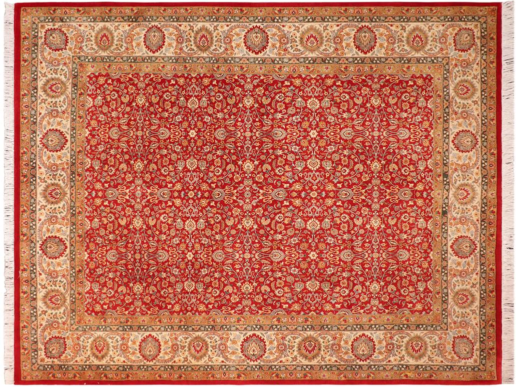 handmade Traditional Regular Red Beige Hand Knotted RECTANGLE 100% WOOL area rug 8x10