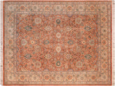 handmade Traditional Lahore Orange Tan Hand Knotted RECTANGLE 100% WOOL area rug 8x10