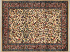 handmade Traditional Shahbaaz Ivory Pink Hand Knotted RECTANGLE 100% WOOL area rug 9x12