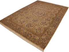 handmade Traditional Nazakat Beige Gold Hand Knotted RECTANGLE 100% WOOL area rug 9x12