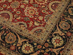 handmade Traditional Agra Tabriz Red Blue Hand Knotted RECTANGLE 100% WOOL area rug 9x12