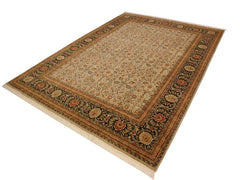 handmade Traditional Regular Beige Black Hand Knotted RECTANGLE 100% WOOL area rug 9x12