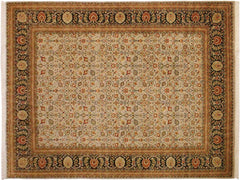 handmade Traditional Regular Beige Black Hand Knotted RECTANGLE 100% WOOL area rug 9x12