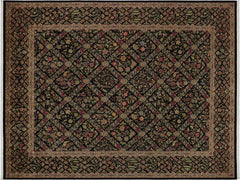 handmade Traditional Nadeem Black Green Hand Knotted RECTANGLE 100% WOOL area rug 9x12