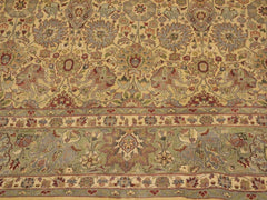 handmade Transitional Tabriz Gold Green Hand Knotted RECTANGLE 100% WOOL area rug 9x12