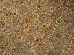 handmade Transitional Tabriz Gold Green Hand Knotted RECTANGLE 100% WOOL area rug 9x12